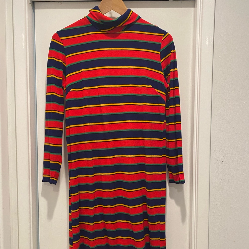 1960/70s Vintage Striped turtle neck shift dress